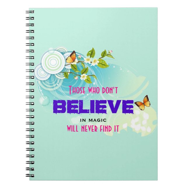 Carnet Papillons et fleurs avec citation magique (Devant)