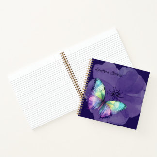 Carnet Papillons et fleurs d'aquarelle personnalisés