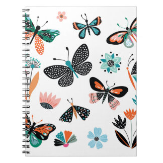 Carnet Papillons Fleurs : Collection Dessinée à la main