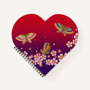 Carnet Papillons Japonais Au Milieu De Sakura Fleurit Rou
