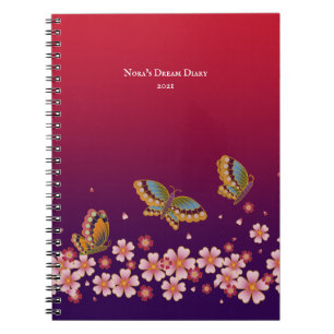 Carnet Papillons japonais Sakura Blossoms Personnalisé