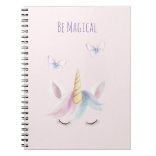 Carnet Papillons licorne rose mignonne soit magique