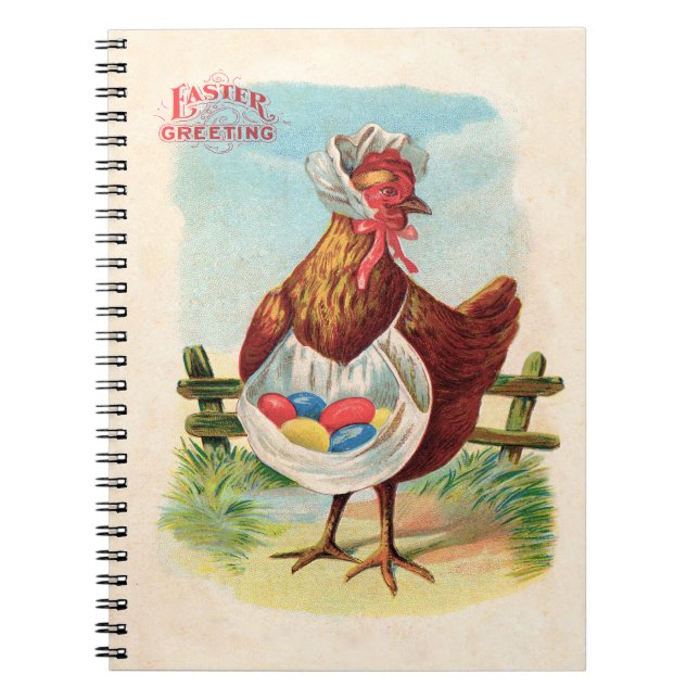 Carnet Pâques Poulet De La Ferme Cute Oeufs Antiques (Devant)