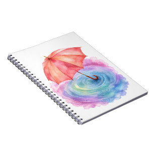 Carnet Parapluie Pastel Ondulations de Pluie Art Aquarell