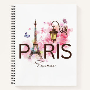 Carnet Paris France Tour Eiffel Vintange Lampe