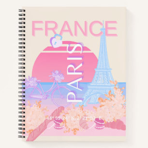 Carnet Paris, France, Travel Art, Preppy, Pastel