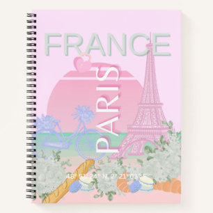 Carnet Paris, France, Travel Art, Preppy, Pastel, Rose
