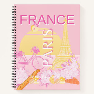 Carnet Paris, France, Travel Art, Preppy, Rose