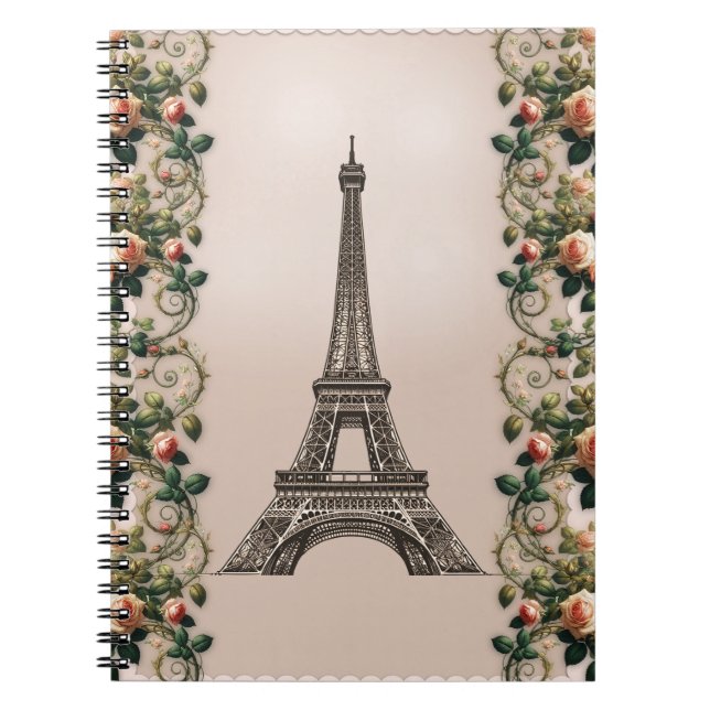 Carnet Paris Rose Vins Tour Eiffel Shabby Chic (Devant)