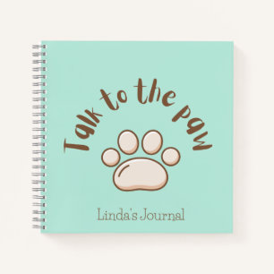 Carnet Parlez à la patte illustrée minimaliste minty chat