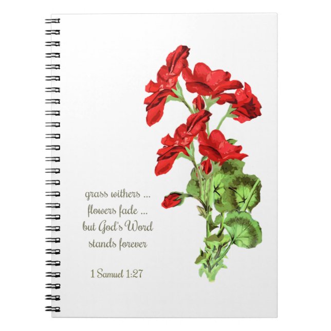 Carnet Parole de Dieu Écriture Geranium Citation (Devant)