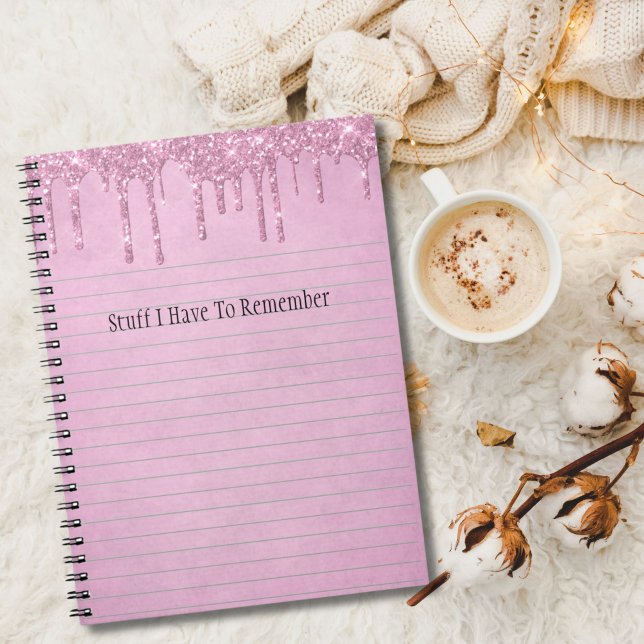 Carnet Parties scintillant à goutte rose Fille personnali (Pink Dripping Glitter Personalized Notebook)