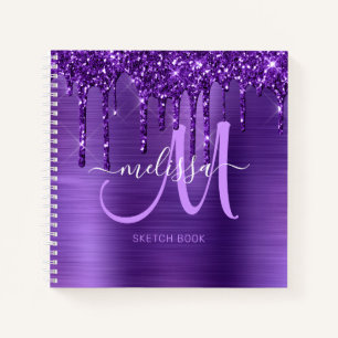 Carnet Parties scintillant à goutte violet de fille Esqui