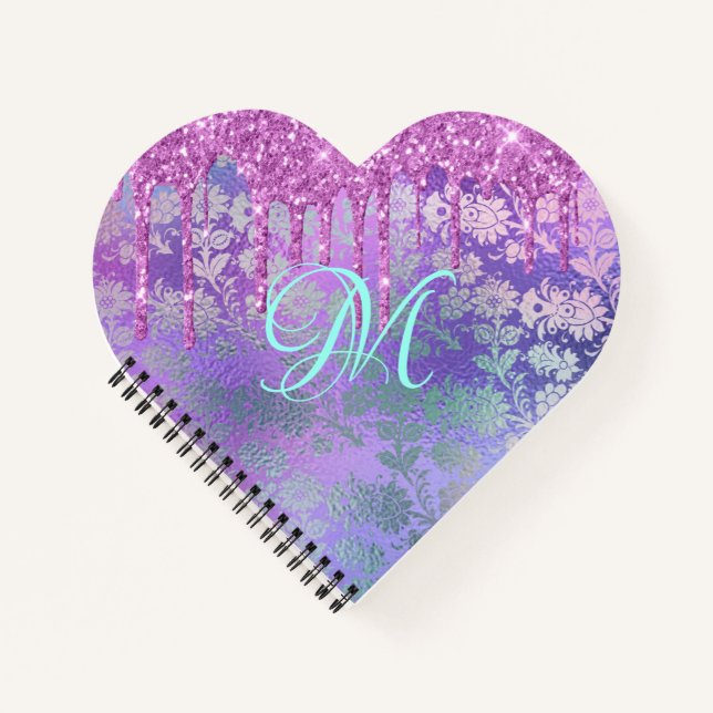 Carnet Parties scintillant à goutte violette Monogram iPa (Devant)