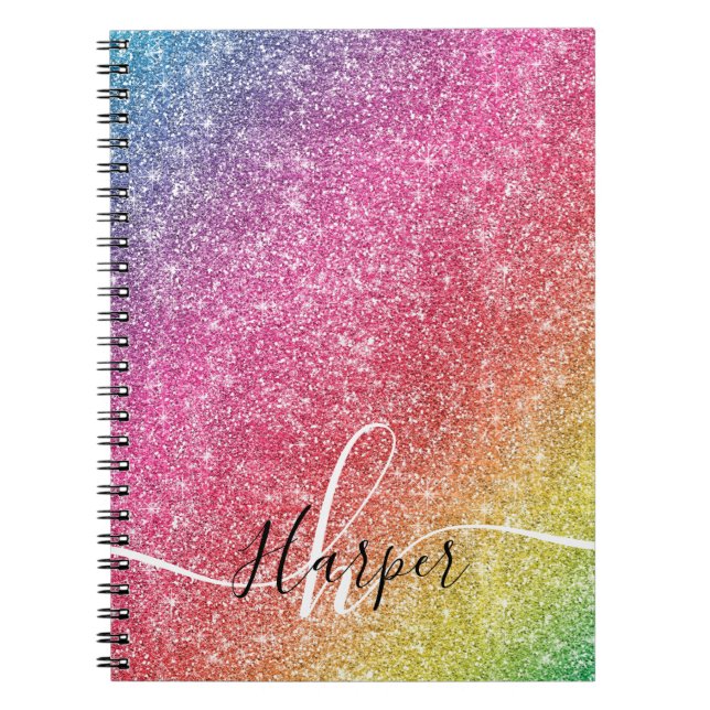 Carnet Parties scintillant arc-en-ciel de fille Monogramm (Devant)