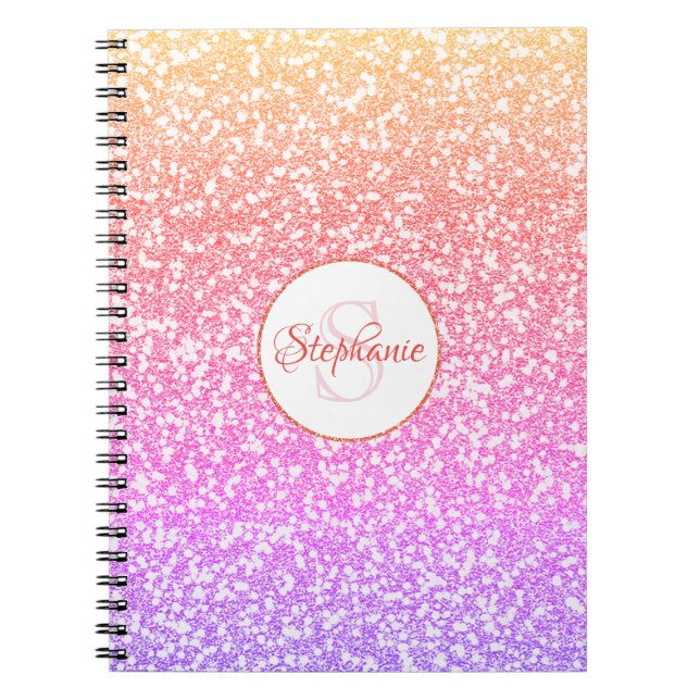 Carnet Parties scintillant arc-en-ciel mou Nom monogramme (Devant)