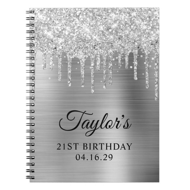 Carnet Parties scintillant argent gouttes Metallic 21ème  (Devant)