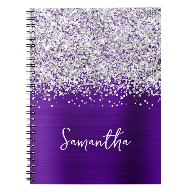 Carnet Parties scintillant argentée Indigo violet Glam No (Devant)