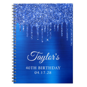 Carnet Parties scintillant Bleue Royale en goutte Glam 40