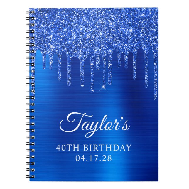 Carnet Parties scintillant Bleue Royale en goutte Glam 40 (Devant)