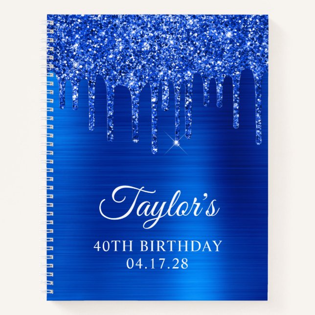 Carnet Parties scintillant Bleue Royale en goutte Glam 40 (Devant)