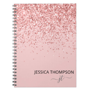 Carnet Parties scintillant Blush Pink Simple Girl Monogra