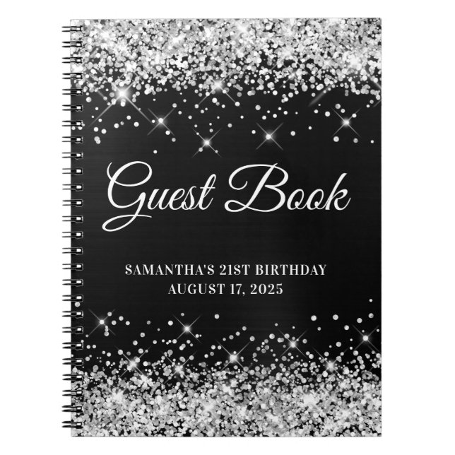 Carnet Parties scintillant d'argent Black Ombre 21ème ann (Devant)