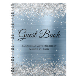Carnet Parties scintillant d'argent bleu clair huile Anni