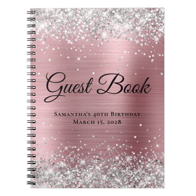 Carnet Parties scintillant d'argent Clair rose huile Anni (Devant)