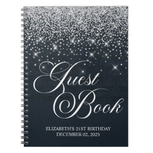 Carnet Parties scintillant d'argent classique Noir 21ème