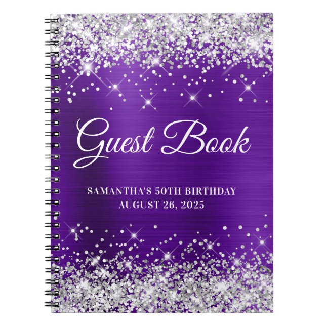 Carnet Parties scintillant d'argent Indigo violet 50e ann (Devant)