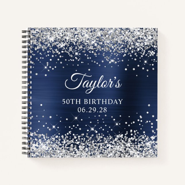 Carnet Parties scintillant d'argent Marine Blue Foil 50e  (Devant)