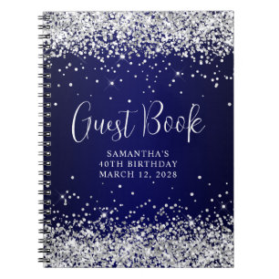 Carnet Parties scintillant d'argent Marine Blue Ombre 40e
