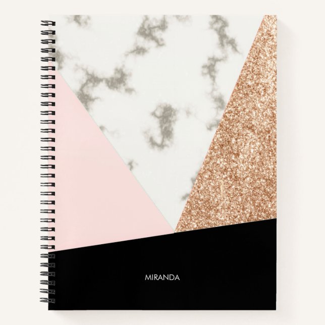 Carnet Parties scintillant de marbre Rose Mosaic (Devant)