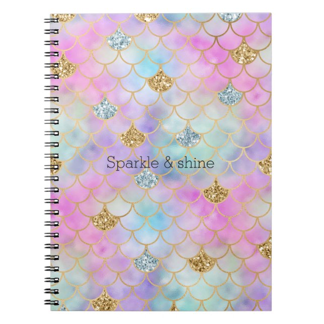 Carnet Parties scintillant d'eau rose violet Mermaid (Devant)