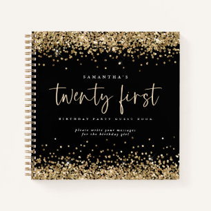 Carnet Parties scintillant d'or 21e anniversaire Black Gu