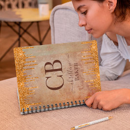 Carnet Parties scintillant d'or gouttes avec touche rusti