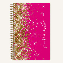 Carnet Parties scintillant d'or Hot rose moderne signatur
