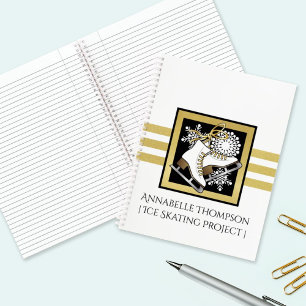 Carnet Parties scintillant d'or personnalisée Patinage su