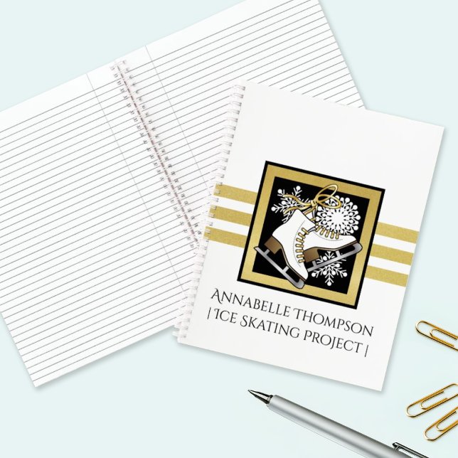 Carnet Parties scintillant d'or personnalisée Patinage su (Créateur téléchargé)