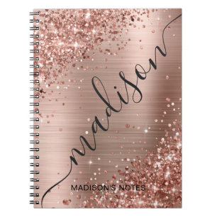 Carnet Parties scintillant d'or Rose moderne Monogramme m