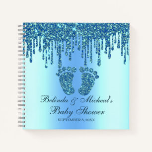 Carnet Parties scintillant Drift Blue Feet Baby shower Li