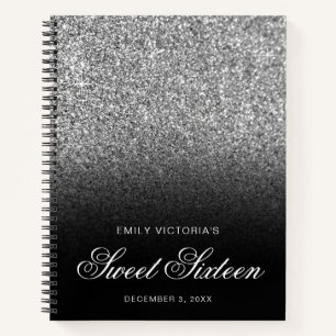 Carnet Parties scintillant en argent Black Ombre Sweet si