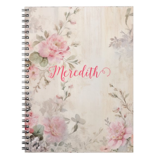 Carnet parties scintillant en or rose, feuille rose, emba (Devant)