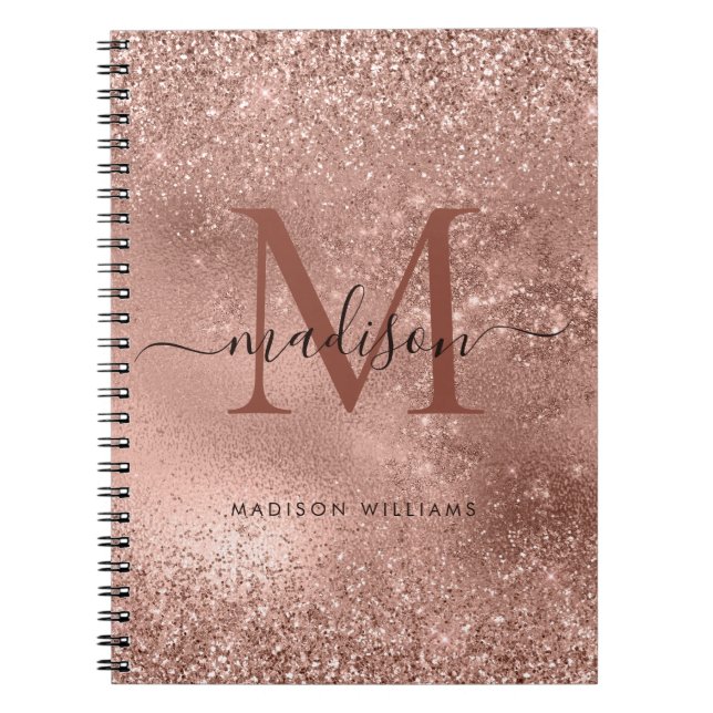 Carnet Parties scintillant en or rose rose pâle Monogramm (Devant)
