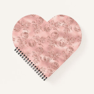 Carnet Parties scintillant florale Rose, en forme de coeu