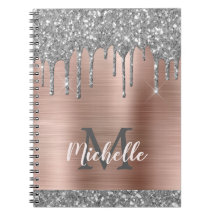 Parties scintillant gris argent monogramme gouttes