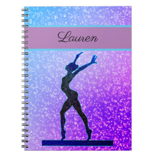 Carnet Parties scintillant Gymnastique poutre bleu et vio