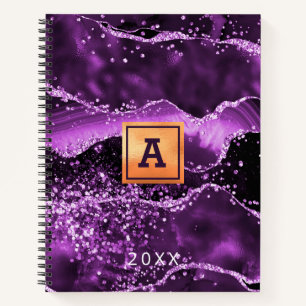 Carnet Parties scintillant mauve agneau rose nom or