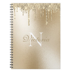 Carnet Parties scintillant métal or Monogramme Élégant